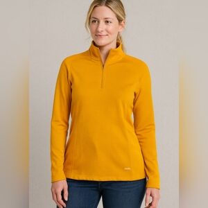 Orvis Women's Mustard Yellow Quarter-Zip Pullover Size L